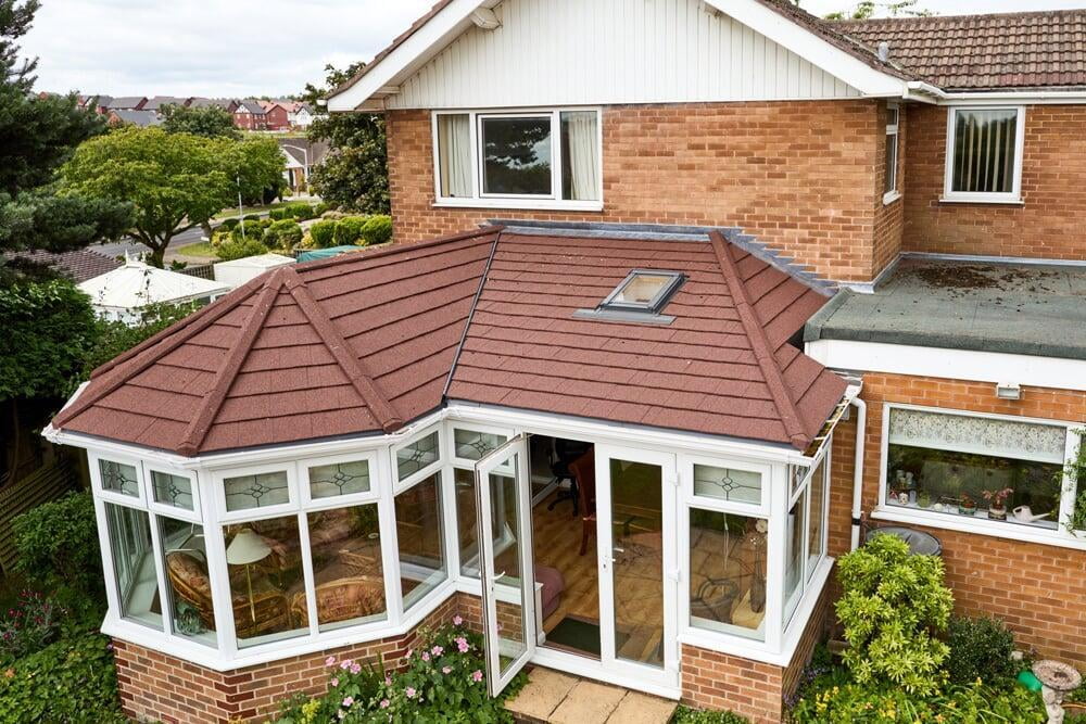 Icotherm roof with Red Britmet Shingle Tiles & Velux windows